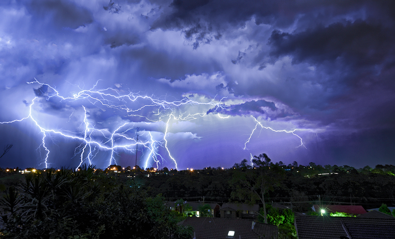 several lightning strikes